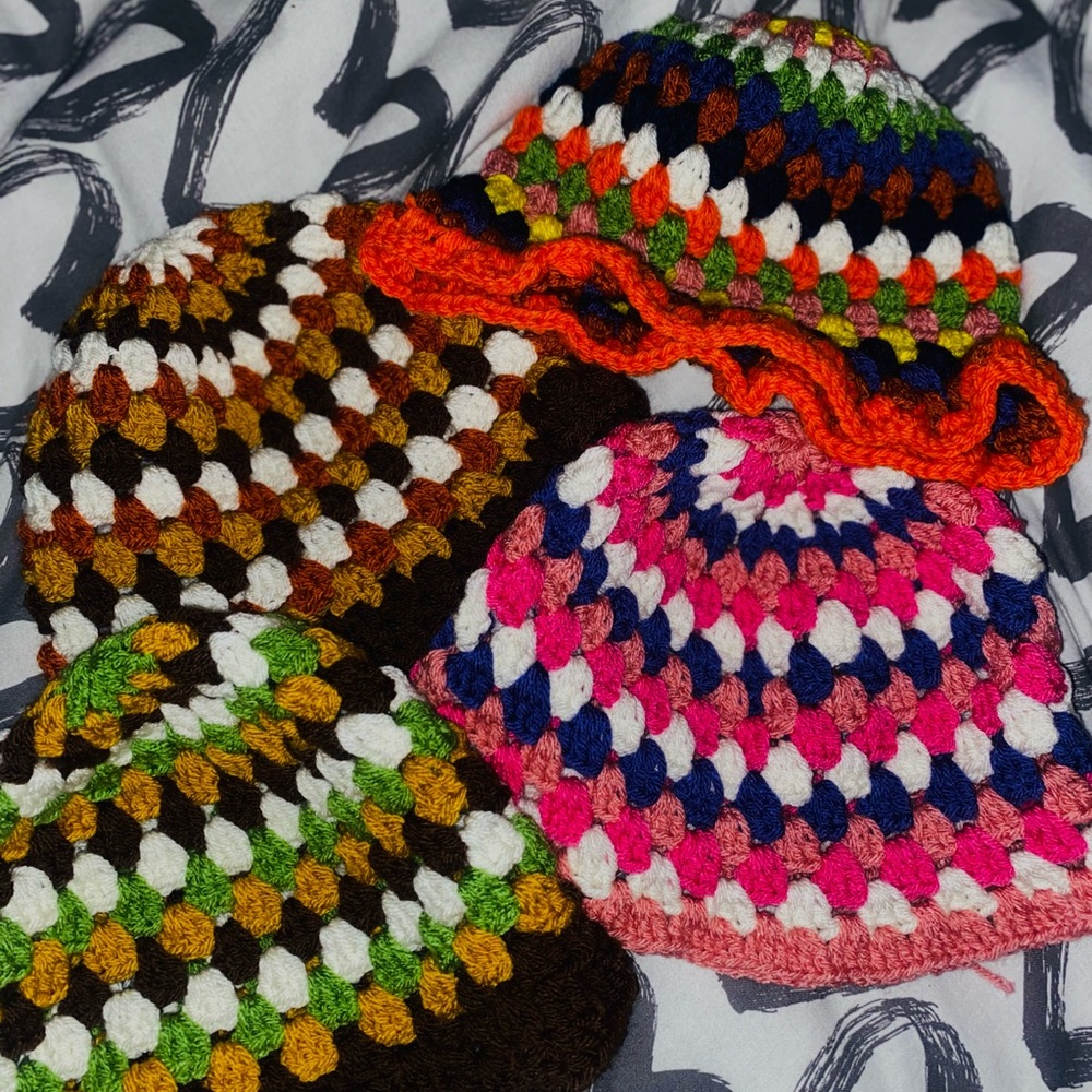 Hand made crochet bucket hats